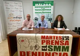 Rueda de prensa del Sindicato Médico de Málaga, este martes en Vélez-Málaga.