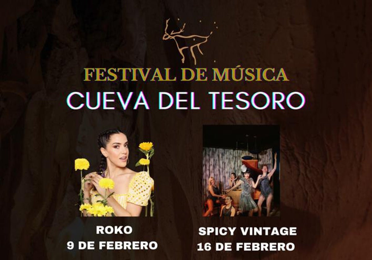 Cartel del certamen musical que tendrá como escenario la Cueva del Tesoro.