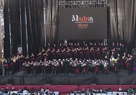 La banda de cornetas y tambores del Cautivo, durante su intervención en el evento.