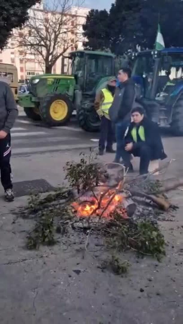 La protesta de los agricultores llega a Málaga: la entrada al puerto bloqueada y cortes de tráfico