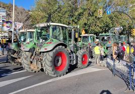 Agricultores, este martes por la tarde en el Paseo de los Curas.