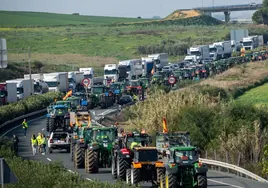 Agricultores impiden el acceso a Sevilla a la altura de Carmona.