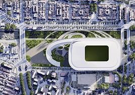 Recreación del proyecto de ampliación de La Rosaleda diseñado por el estudio Morph.