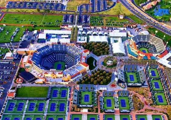 Panorámica de las instalaciones de juego en Indian Wells, en California (EE.UU).