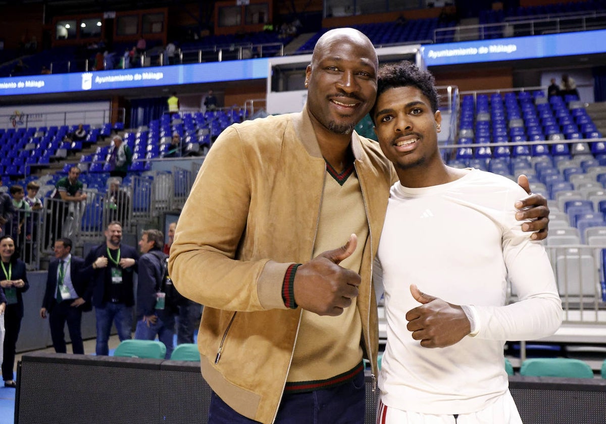 Florent Pietrus y su hijo Illan, que actúa en el Estrasburgo, este martes en el Martín Carpena.