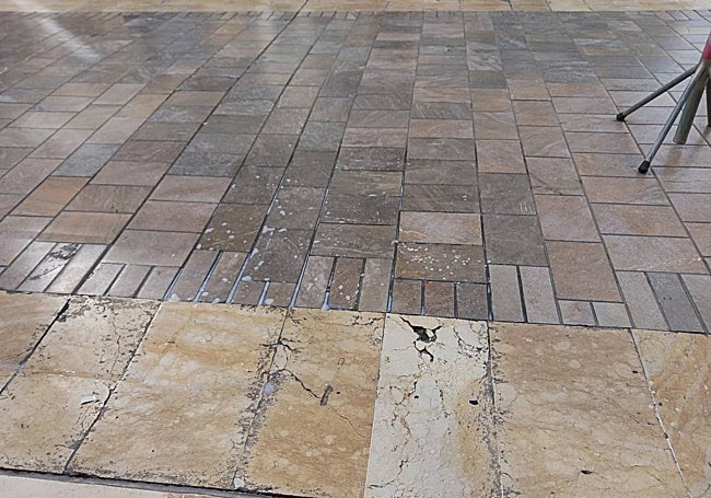 Detalle de una de las zonas en las que se aplicado el producto antideslizante.