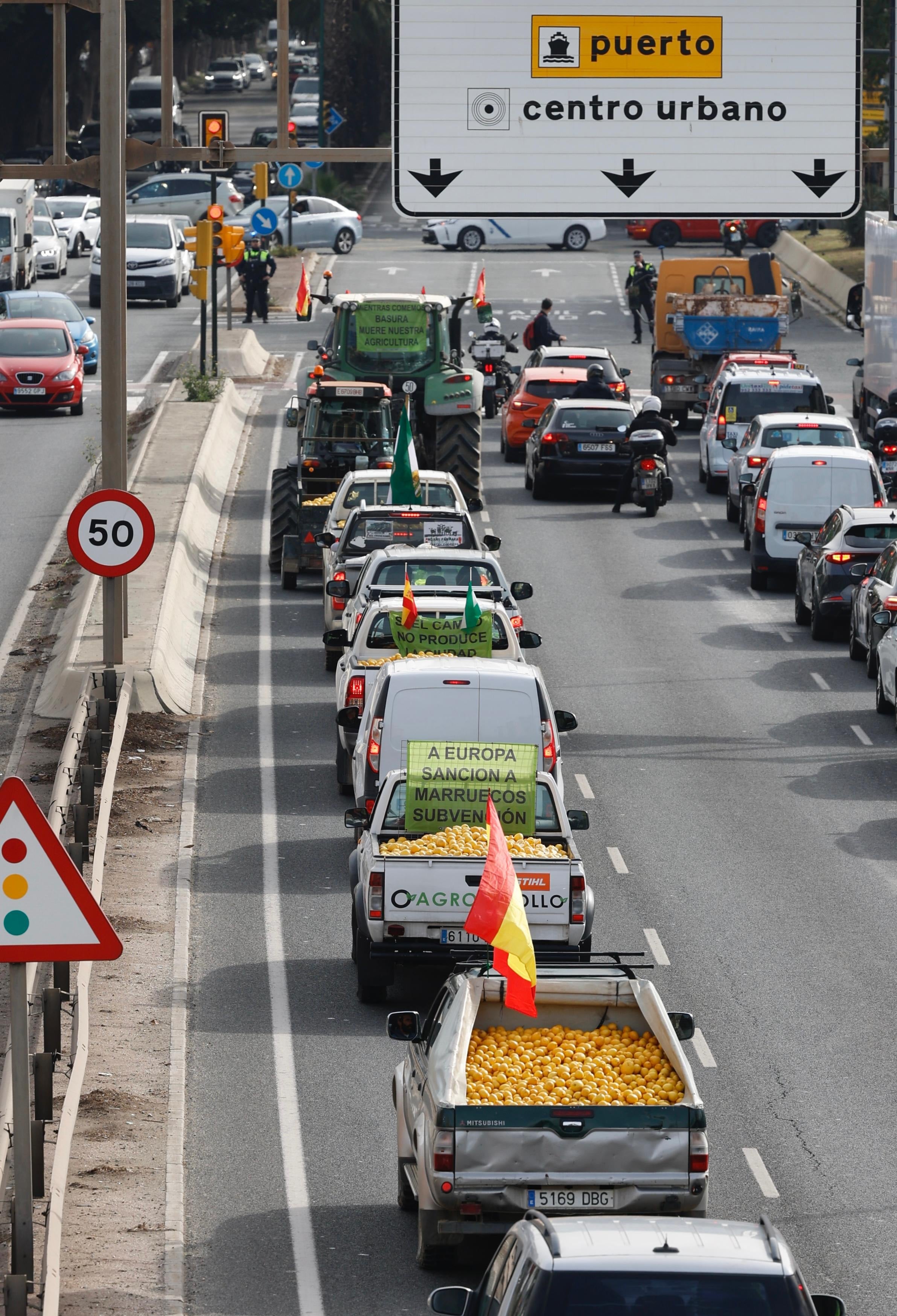 Tractores, en las carreteras malagueñas, este miércoles