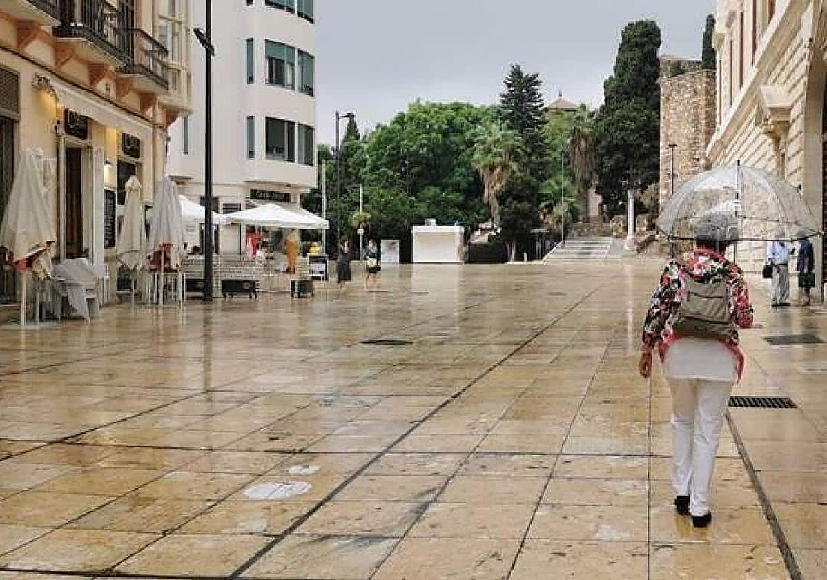 Imagen de archivo de lluvia en Málaga.