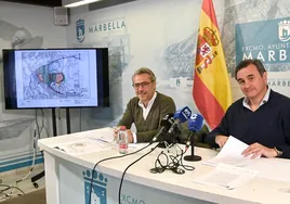 Los ediles José Eduardo Díaz y Félix Romero presentaron ayer el plano de desarrollo de Marbería.