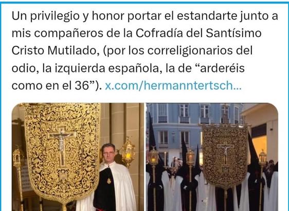 Un cofrade de un sindicato afín a Vox agrava la crisis del Mutilado por la defensa de símbolos franquistas
