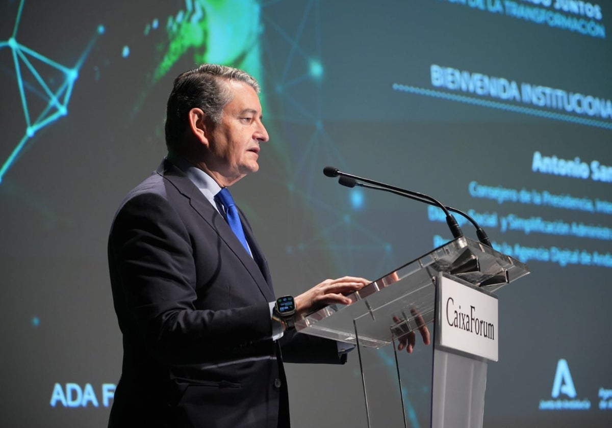 Antonio Sanz, durante la presentación del balance de la Agencia Digital Andaluza.