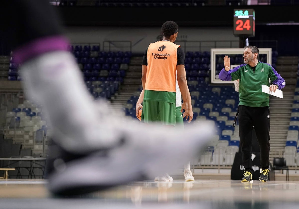 Ibon Navarro, en el entrenamiento de este marte del Unicaja.