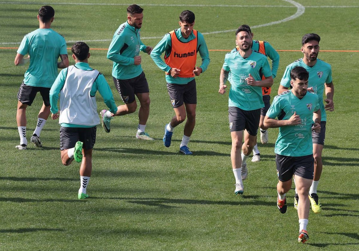 Los jugadores del Málaga se entrenan en La Rosaleda esta semana.