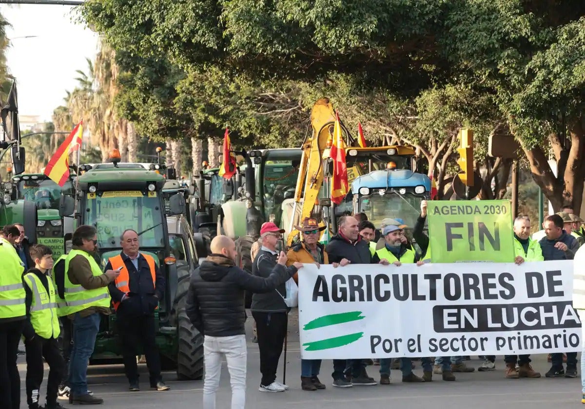 Una imagen de archivo de las protestas de los agricultores en Málaga.