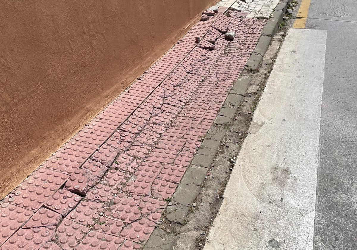 Vista del estado de la acera en Martín de la Plaza.