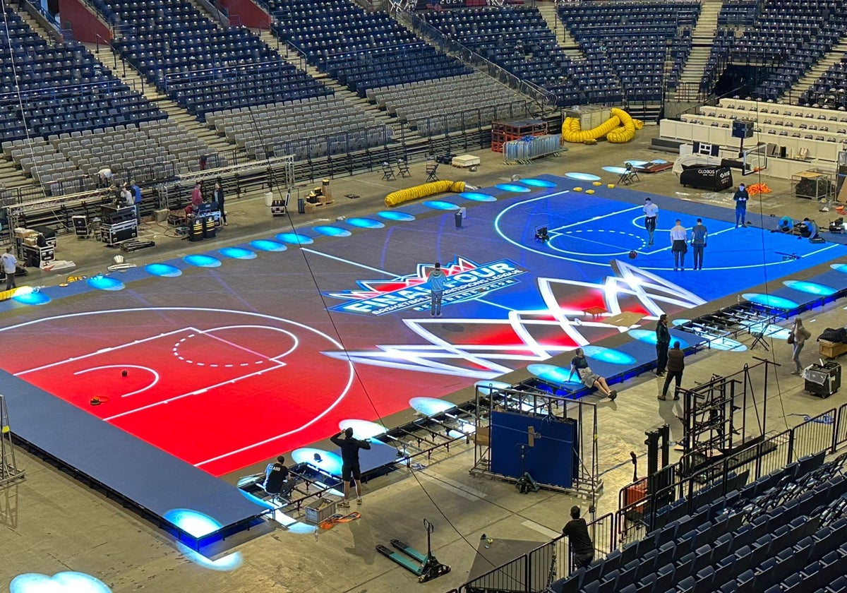 Imagen de la pista de leds del Belgrado Arena.