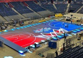 Imagen de la pista de leds del Belgrado Arena.