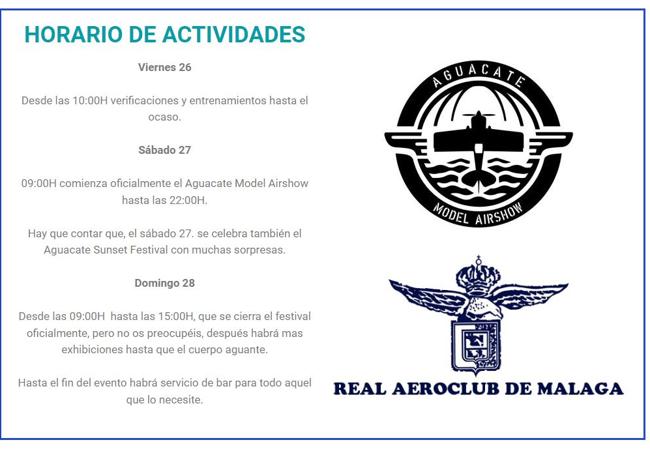 Programa de actividades del Aguacate Model Air Show.