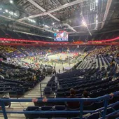 Imagen del Belgrado Arena semivacío antes del comienzo de las semifinales.