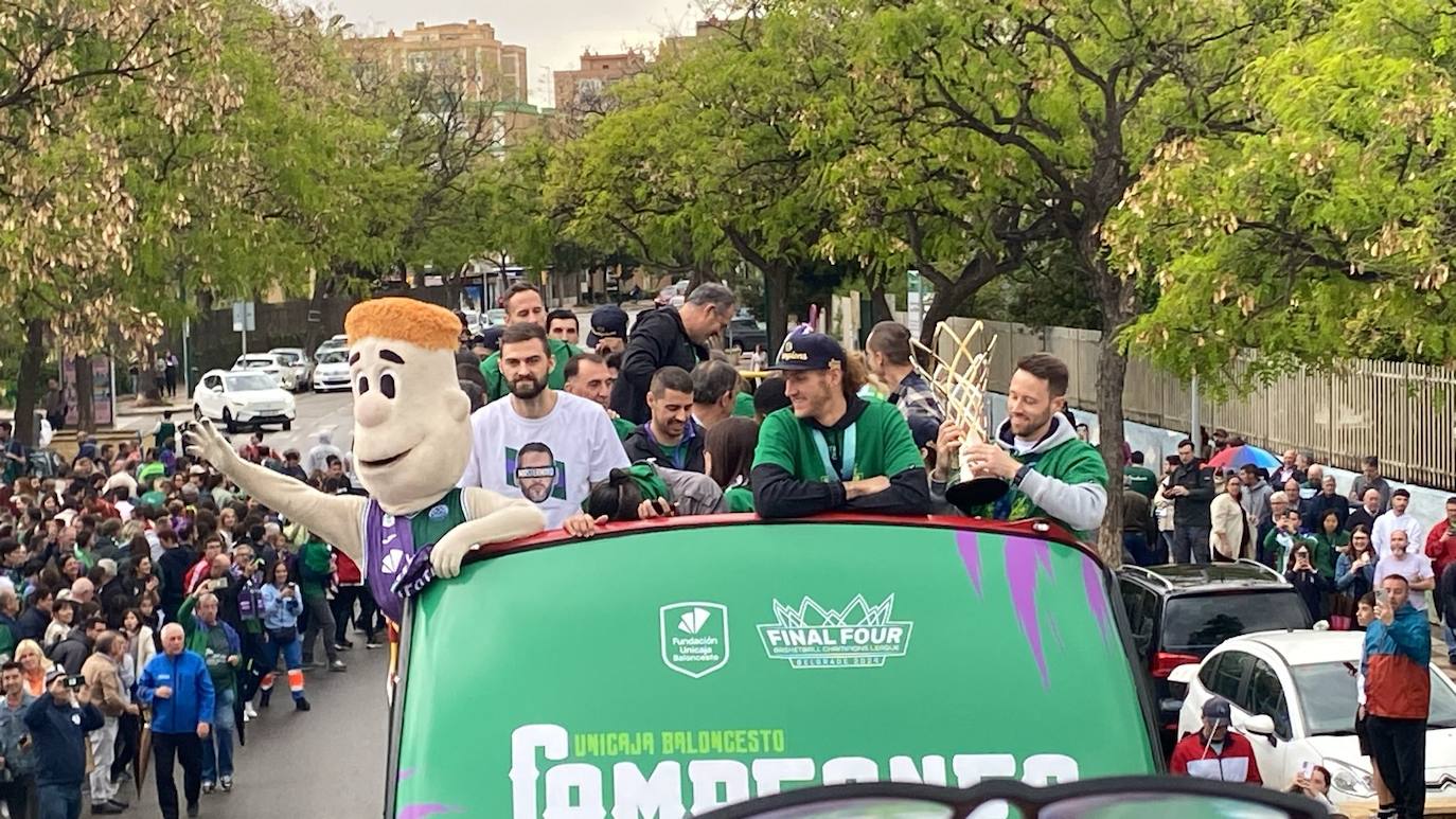 El Unicaja celebra el título de la Champions League en Málaga