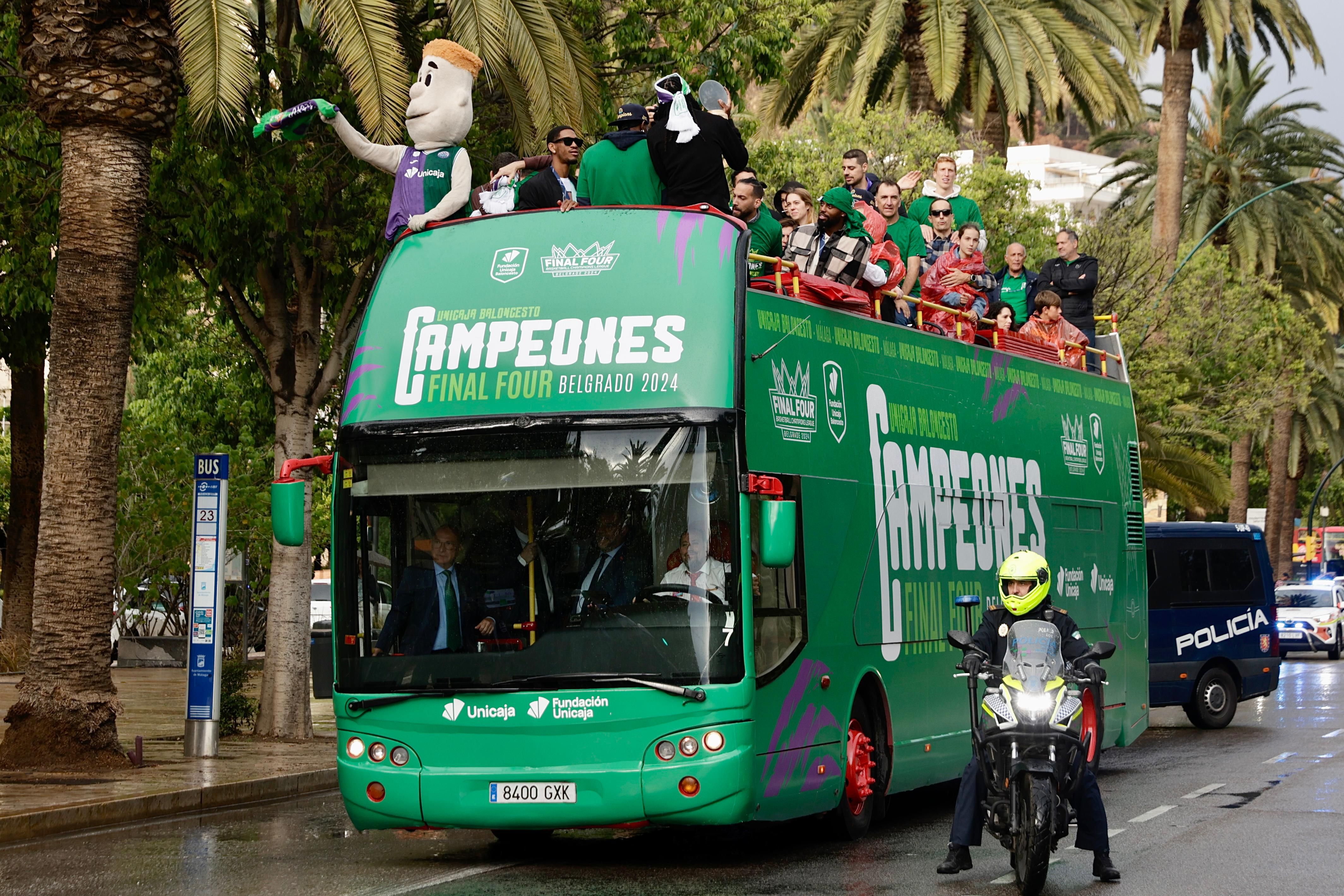 El Unicaja celebra el título de la Champions League en Málaga