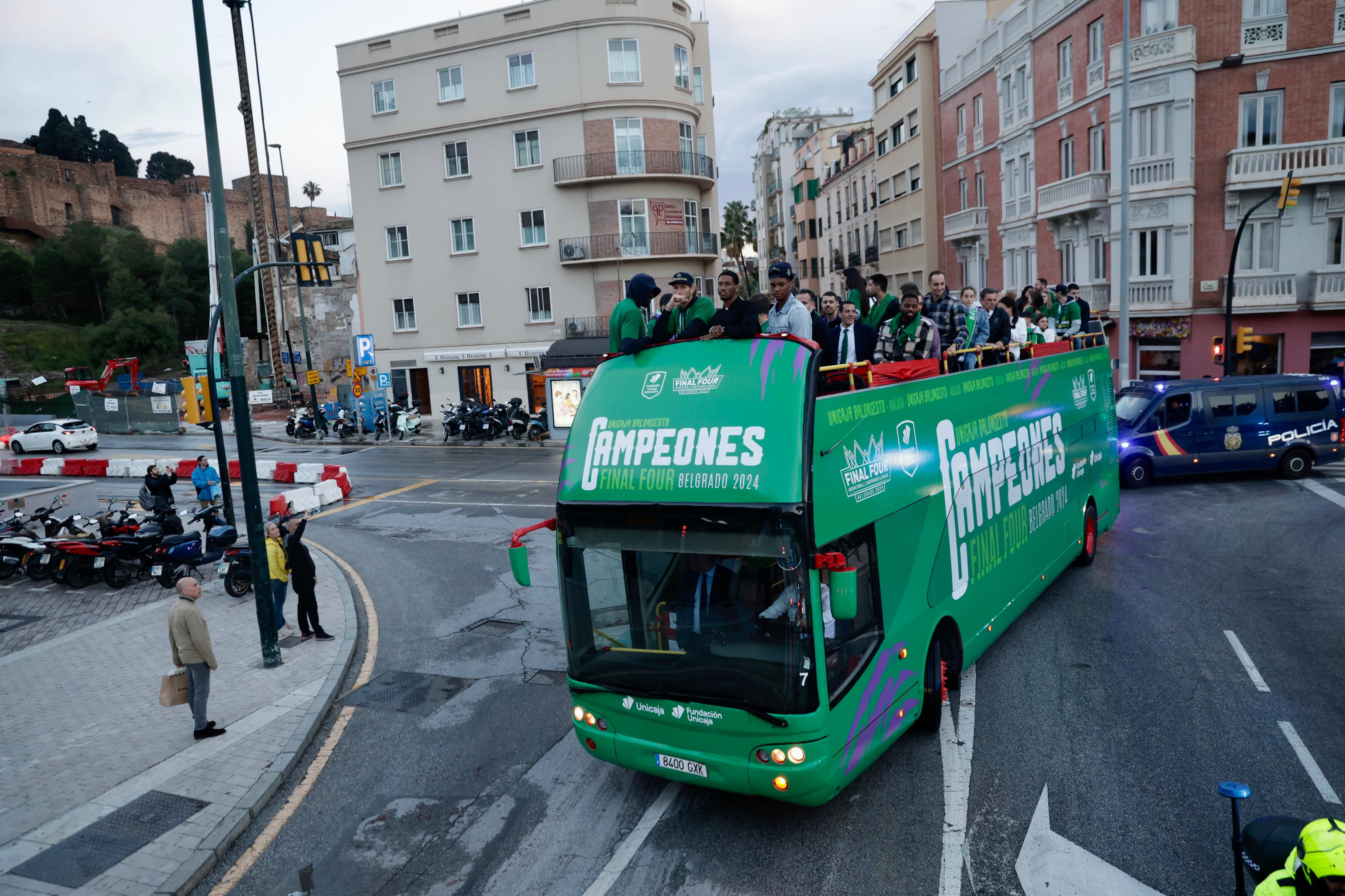 El Unicaja celebra el título de la Champions League en Málaga