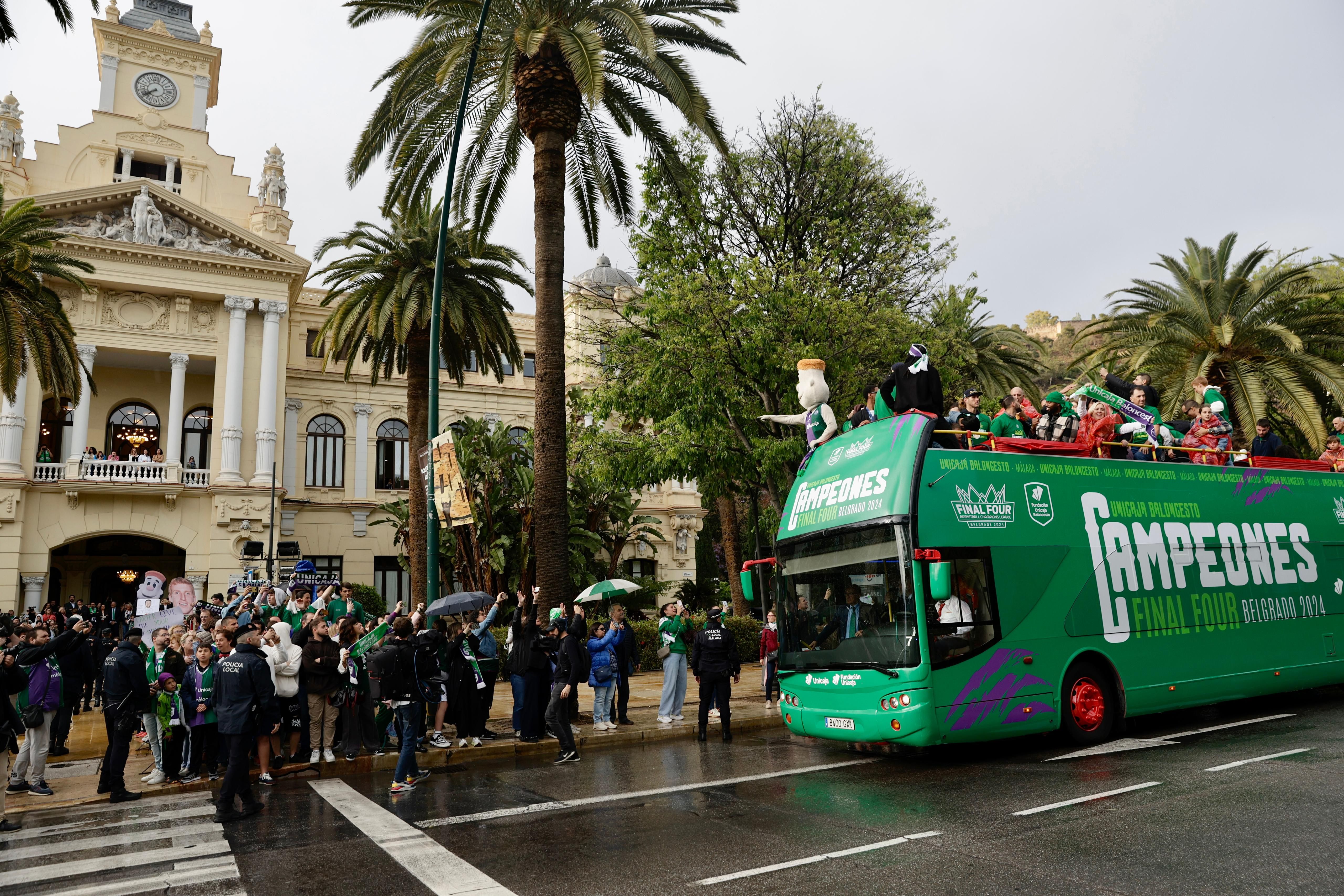 El Unicaja celebra el título de la Champions League en Málaga