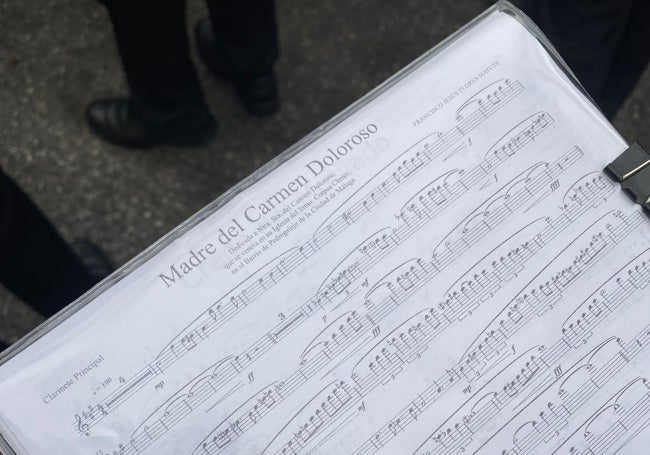 Partitura de la marcha 'Madre del Carmen Doloroso', de Flores Matute.