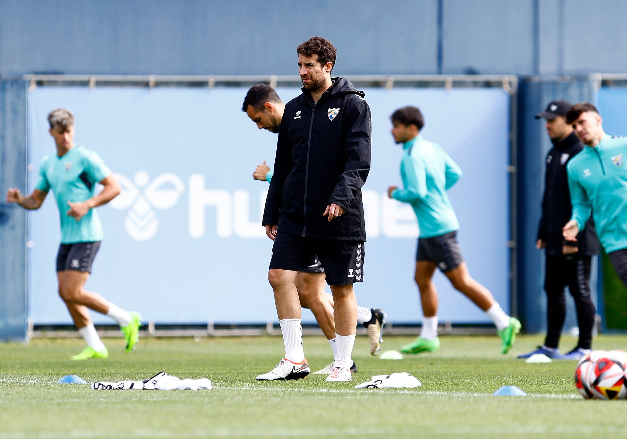 José Antonio Lizana, en un entrenamiento reciente del Málaga.