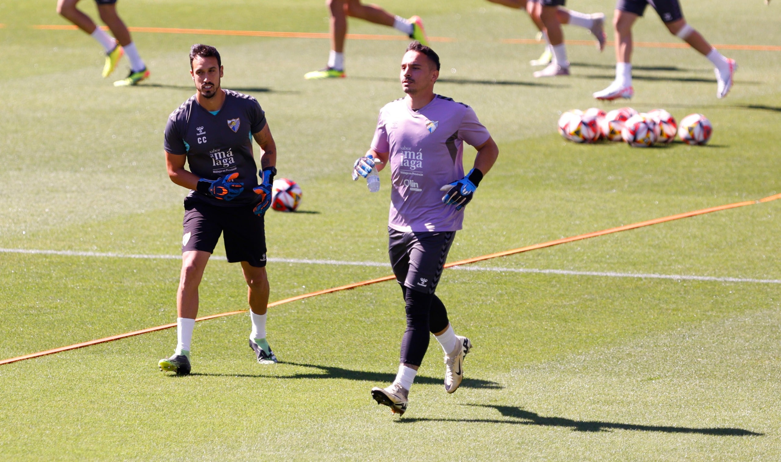 El portero Alfonso, en el entrenamiento del Málaga este miérocles.