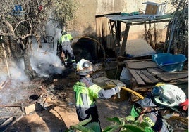 El Consorcio Provincial de Bomberos de la Diputación de Málaga durante la intervención.