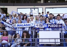 Aficionados del Málaga, el sábado en el choque contra el Castilla.