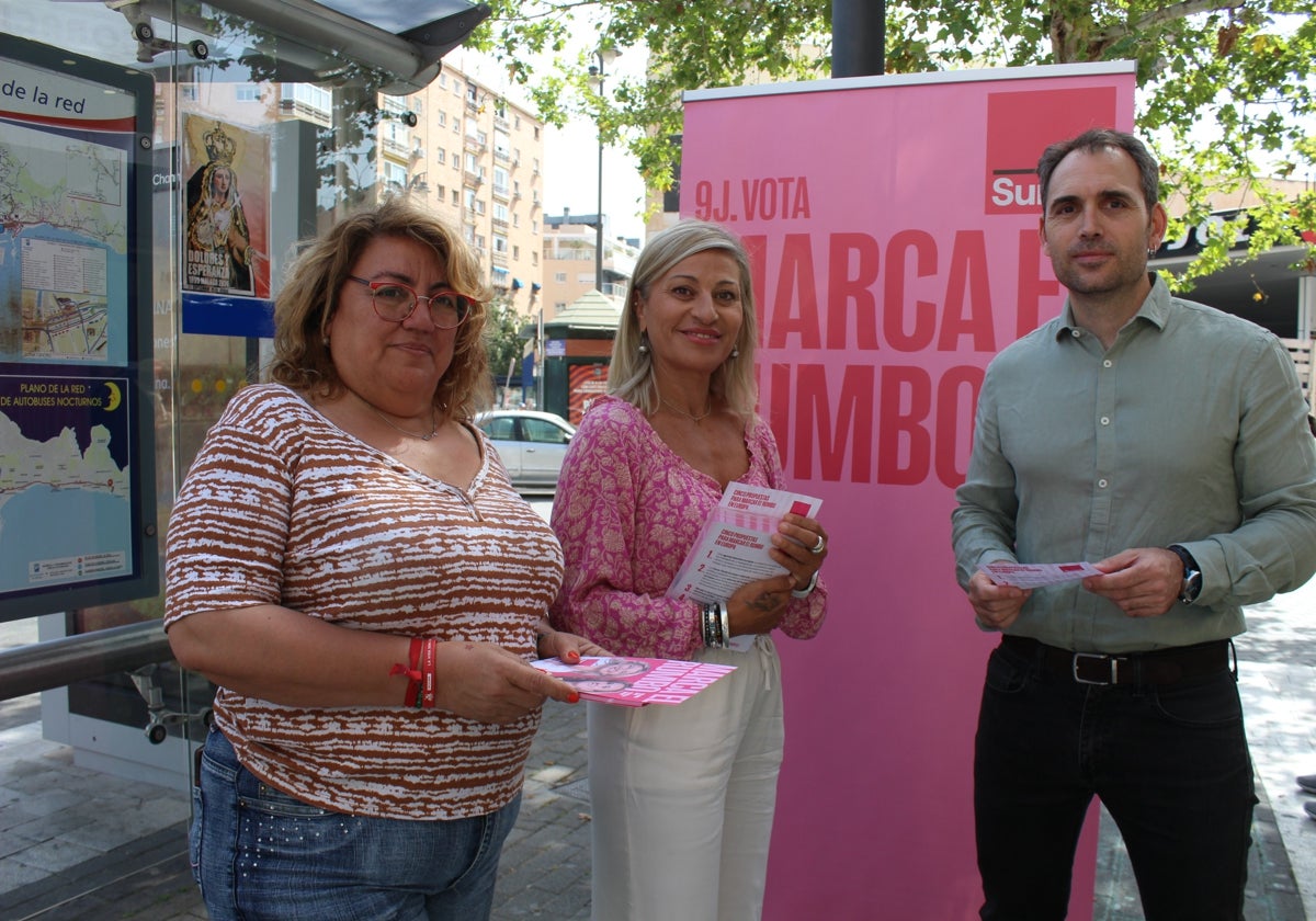 Valero, esta mañana, junto a integrantes de Sumar.