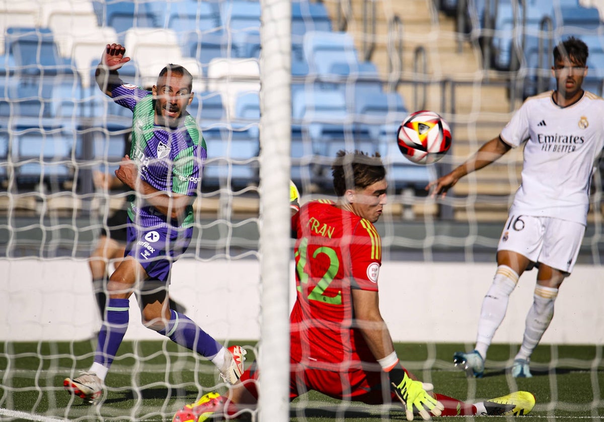 El 0-1 del Málaga en el Di Stéfano el sábado, obra de Ferrreiro.