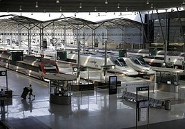 Trenes de alta velocidad estacionados en Málaga.