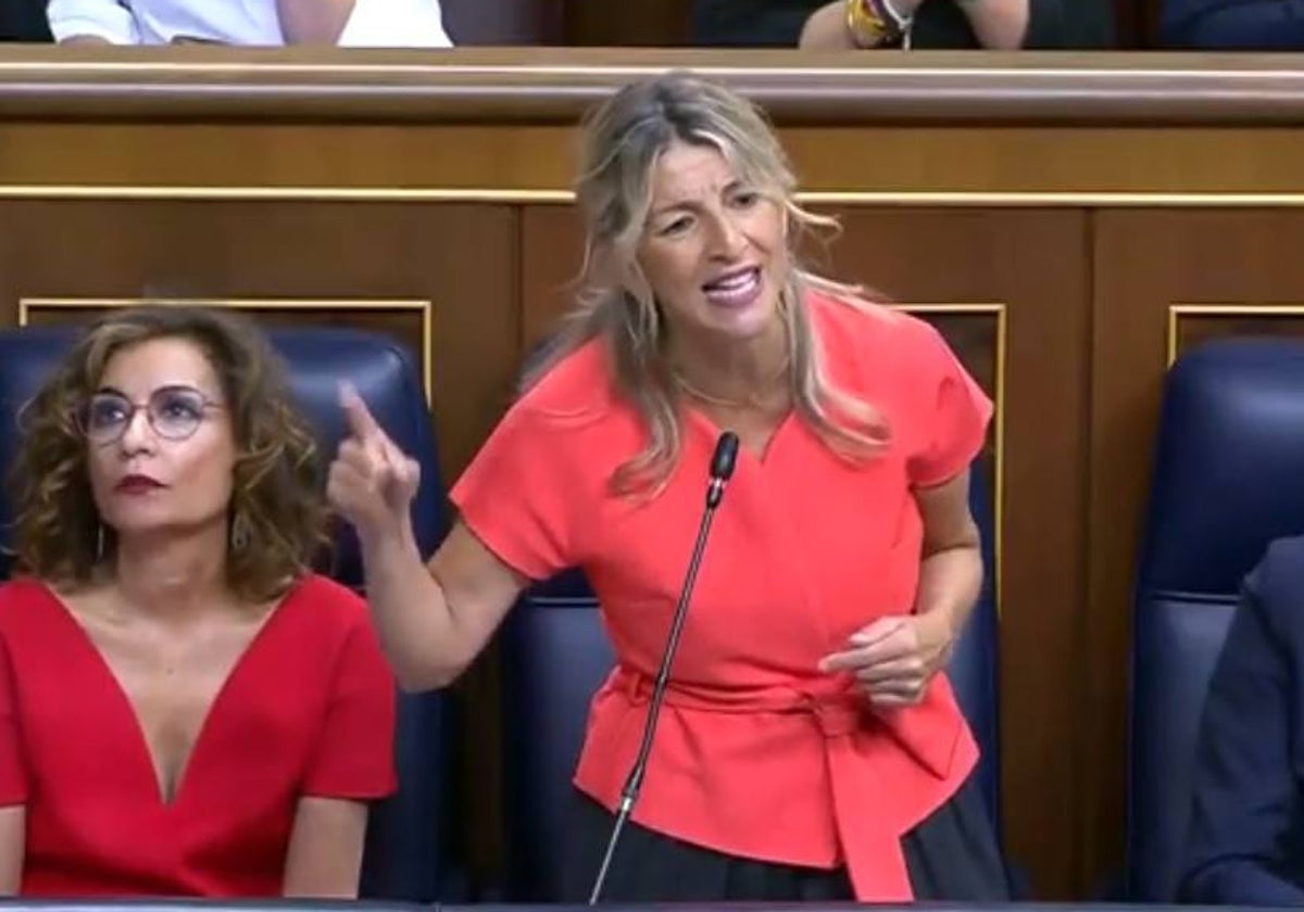 Yolanda Díaz, durante su intervención este miércoles en el Congreso.