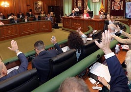 Momento de la votación en el pleno de ayer.