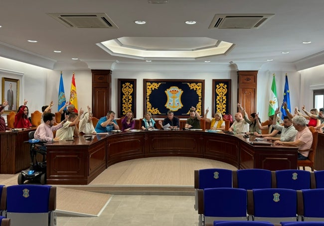 Imagen del momento de la votación en el pleno extraordinario celebrado este viernes en Nerja.