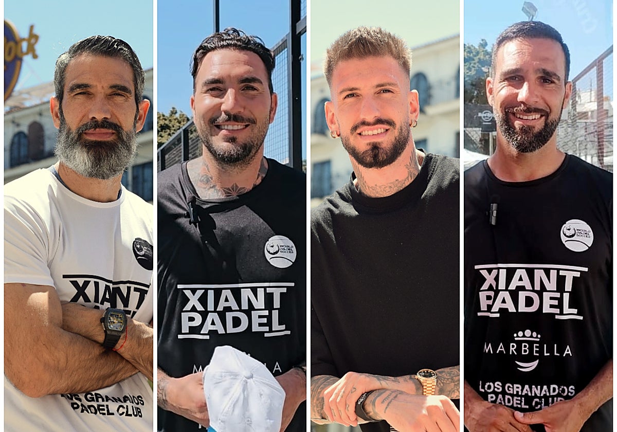 Fernando Sanz, Roberto, Samu Castillejo y Jesús Gámez, en el Hotel Hard Rock Marbella y el Club de Pádel Los Granados.