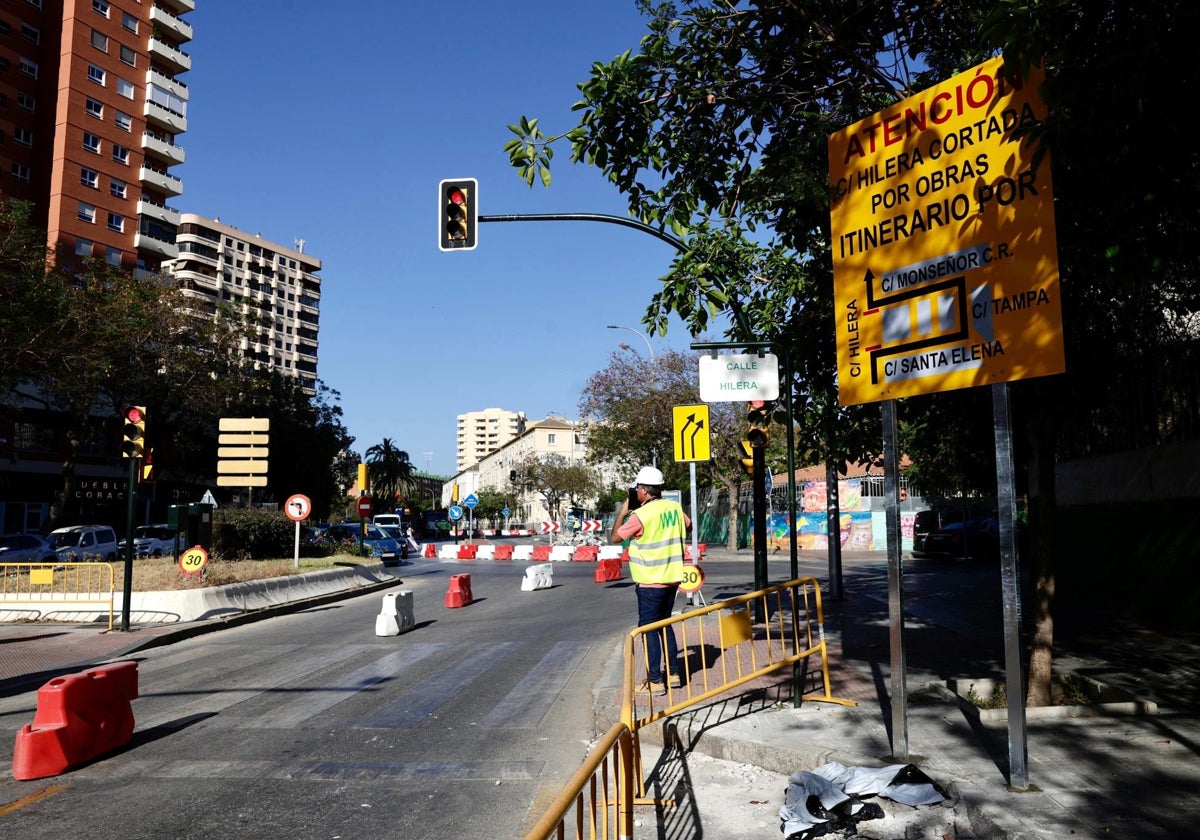 Corte de tráfico en la calle Hilera.