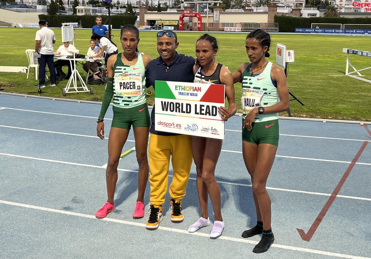 La atleta etíope Gudalf Tsegay, el año pasado en el estadio nerjeño tras conseguir el triunfo.