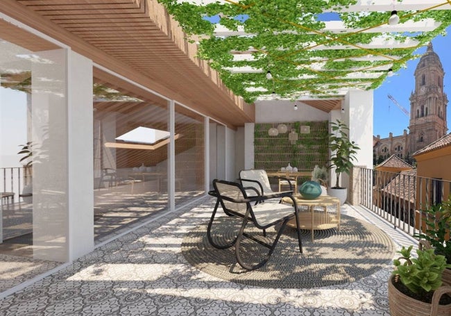 Recreación de la terraza de la vivienda ubicada en la planta ático.