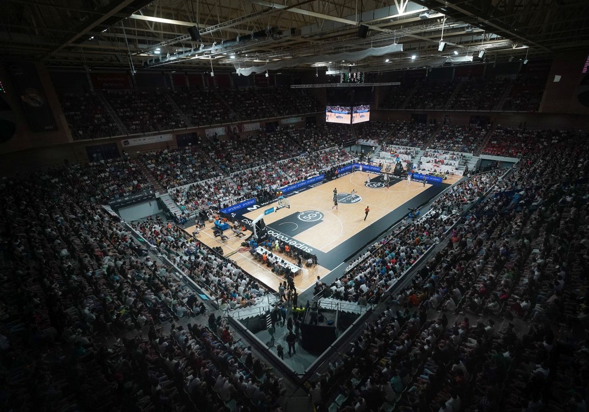 Panorámica del Palacio Municipal de Deportes de Murcia, en la Supercopa de 2023.