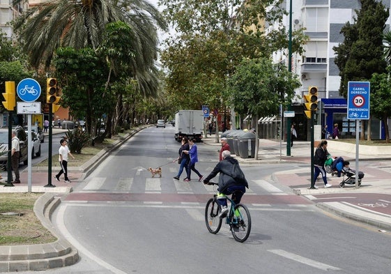 Un ciclista circula por la zona de la Avenida Ortega y Gasset.