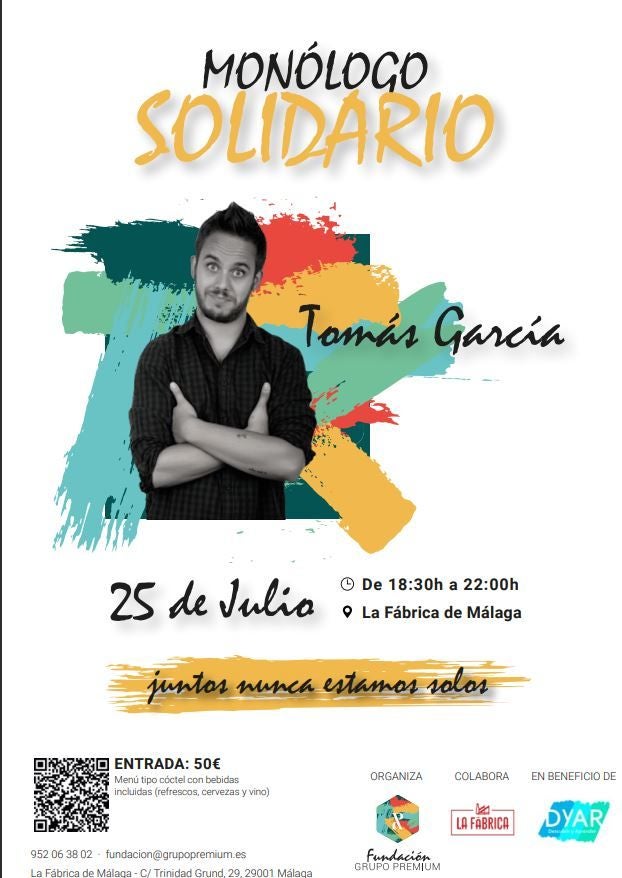 Monologo solidario de Tomás García en La Fábrica organizado por la Fundación Grupo Premium