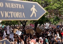 Manifestación del 29 de junio por el derecho a la vivienda en la Plaza de la Merced de Málaga.