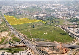 En amarillo, a delimitación de los terrenos, junto a la antigua fábrica de Amoníaco.