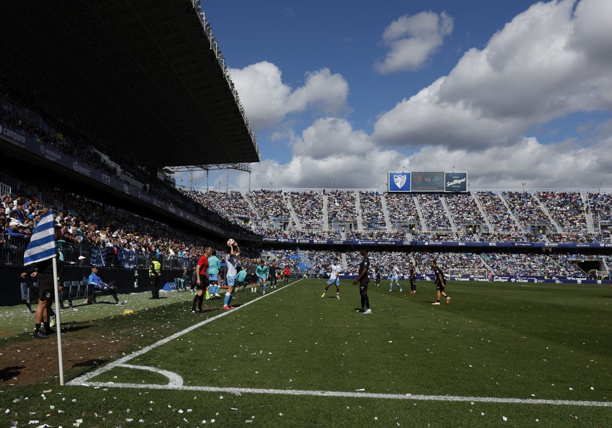 Imagen de La Rosaleda durante un partido del Málaga.