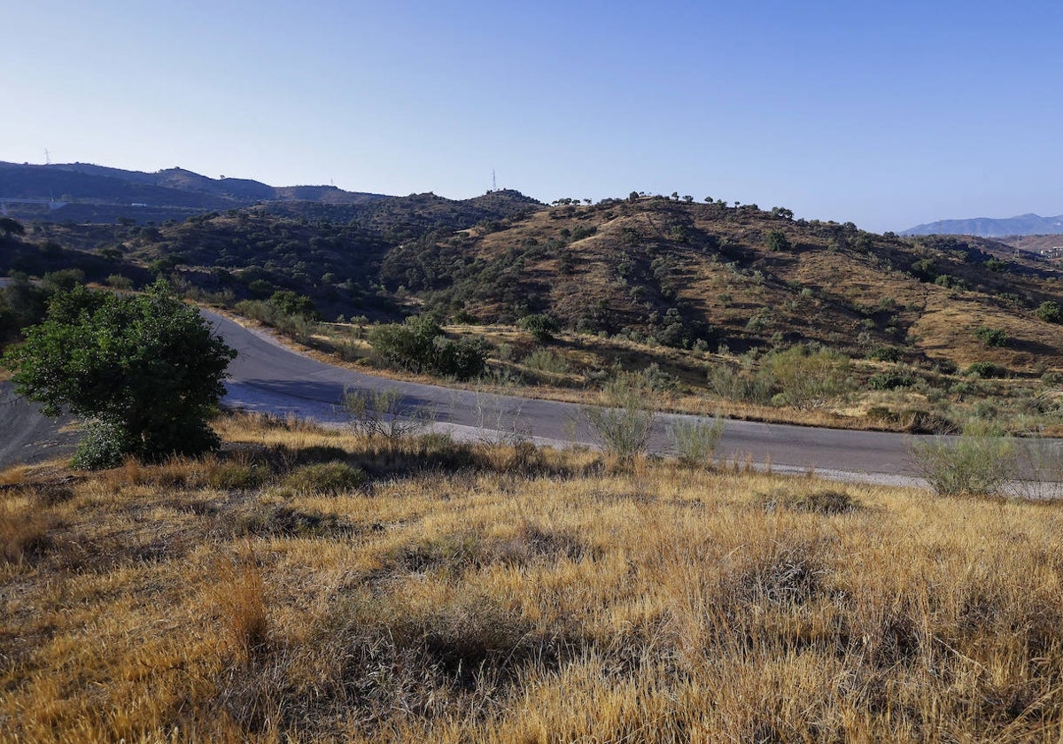 Vista del acceso por carretera a la zona del Puerto de la Torre en la que se quiere emplazar el complejo ambiental.