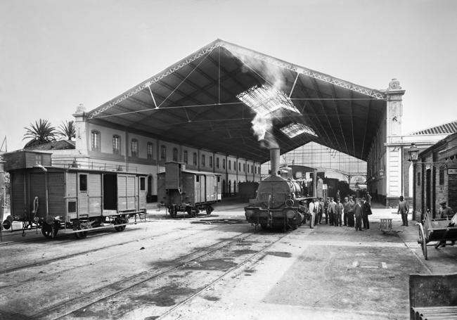 Estación de ferrocarriles de Málaga hacia 1900.